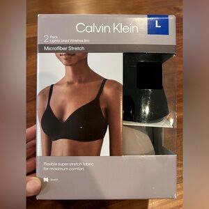 Calvin Klein 2 pk wire free bra black/taupe tan